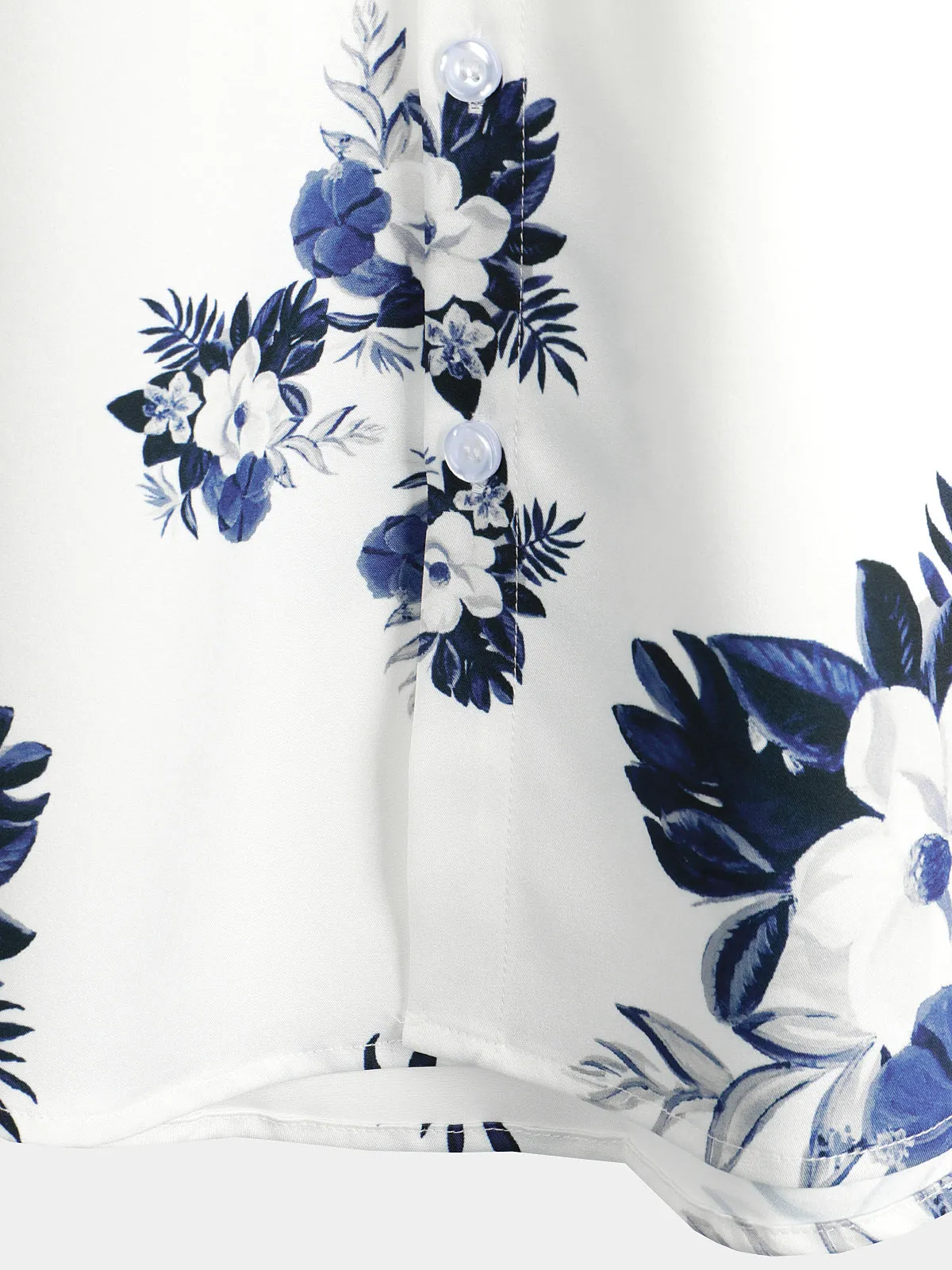 Men's Floral Holiday Summer Print Casual Button Up White Beach Short Sleeve Shirt