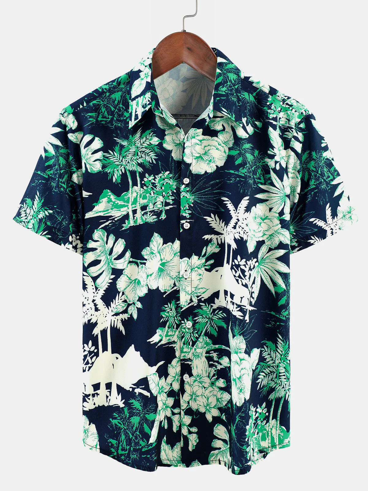 Men's Hawaiian Beach Tropical Print Short Sleeve Shirt