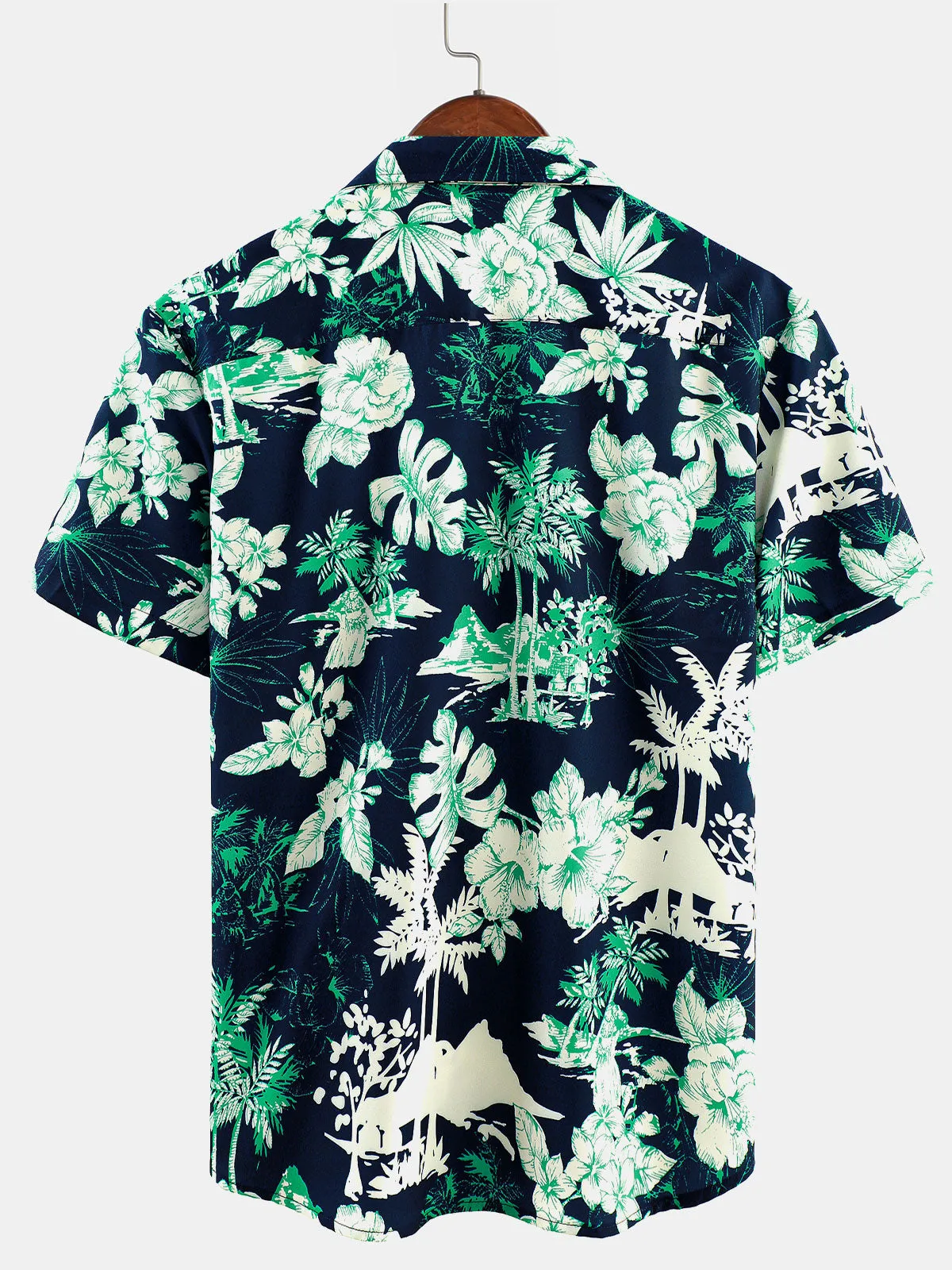 Men's Hawaiian Beach Tropical Print Short Sleeve Shirt