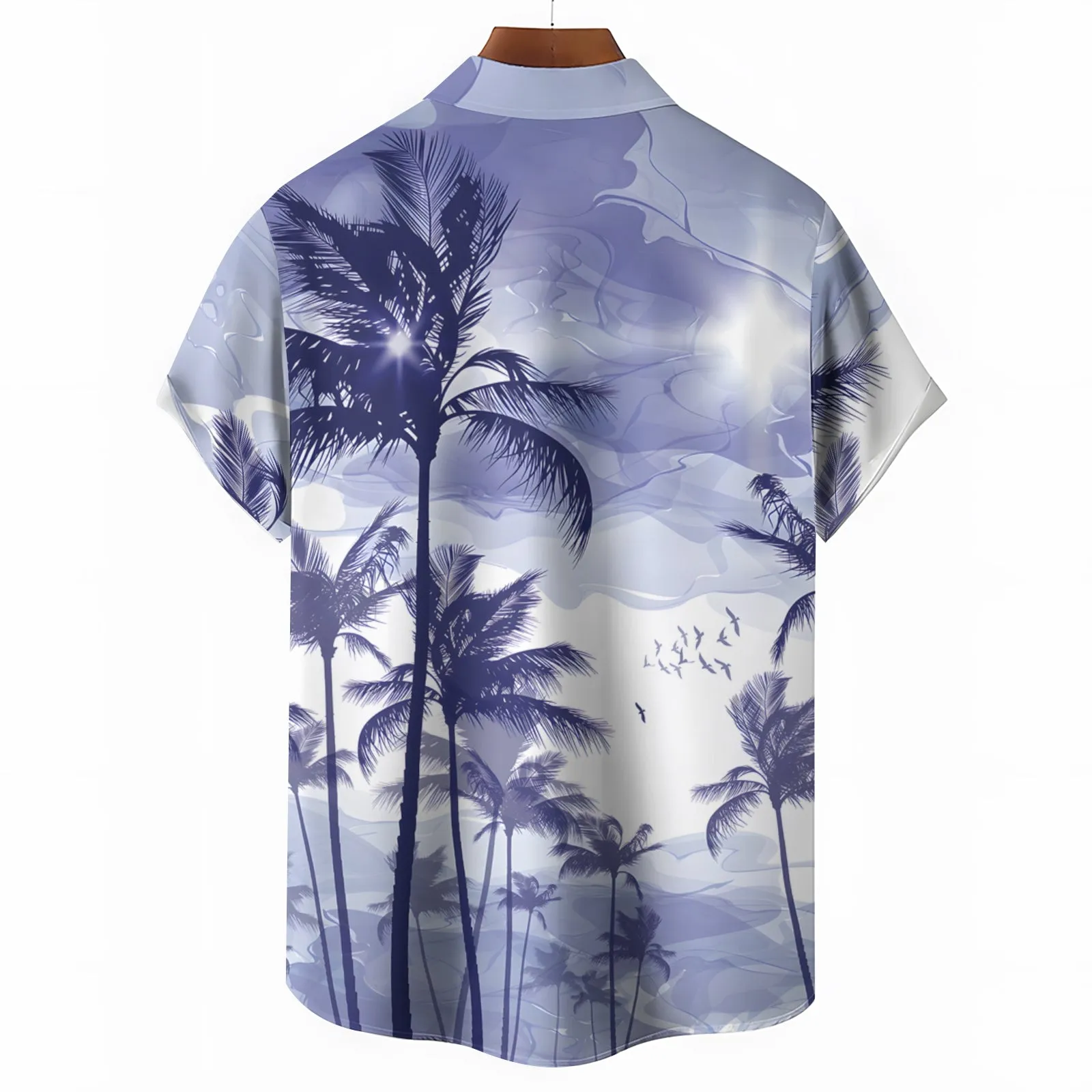 Men's Hawaiian Vacation Palm Tree Print Casual Short Sleeve Shirt 2404000843