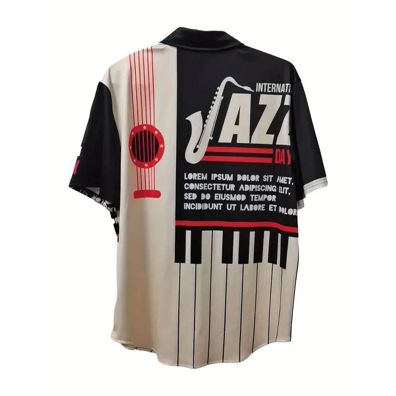 Men's Music-Themed Short Sleeve Shirt