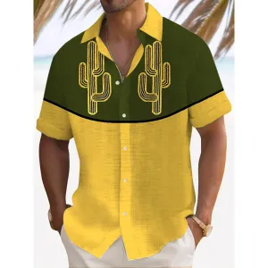 Men's Retro Western Print Short Sleeve Shirt