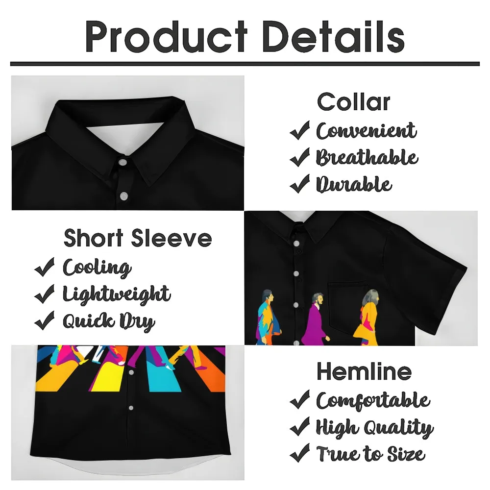 Men's Rock Band Print Casual Short Sleeve Shirt 2404000839