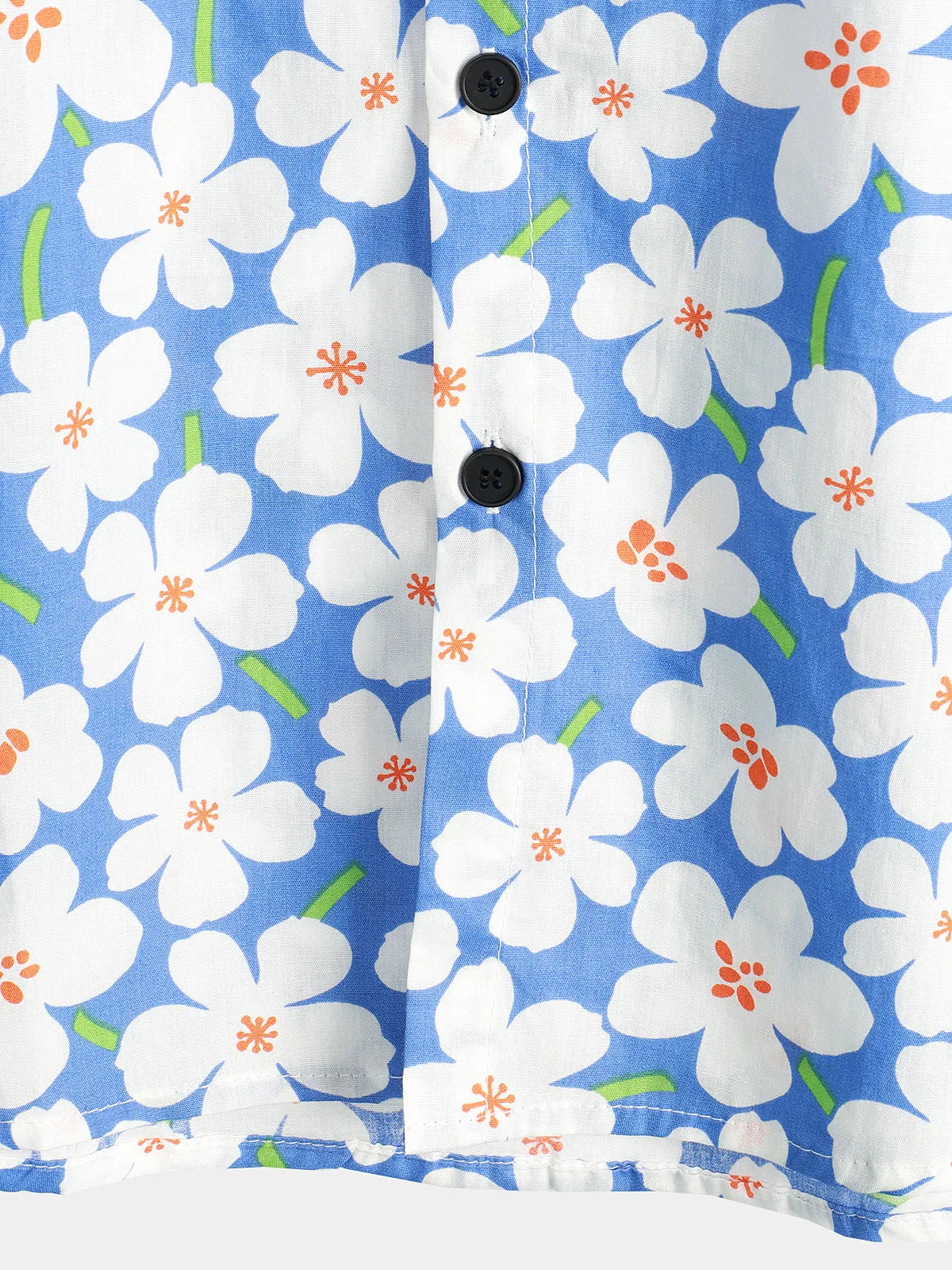 Men's Summer Floral Print Holiday Flower Resort Casual Lapel Light Blue Short Sleeve Shirt