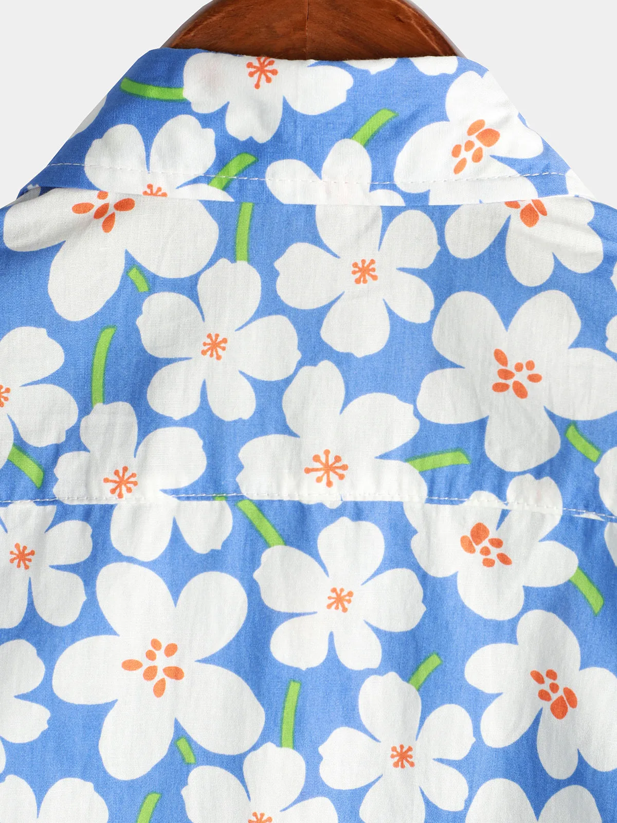 Men's Summer Floral Print Holiday Flower Resort Casual Lapel Light Blue Short Sleeve Shirt
