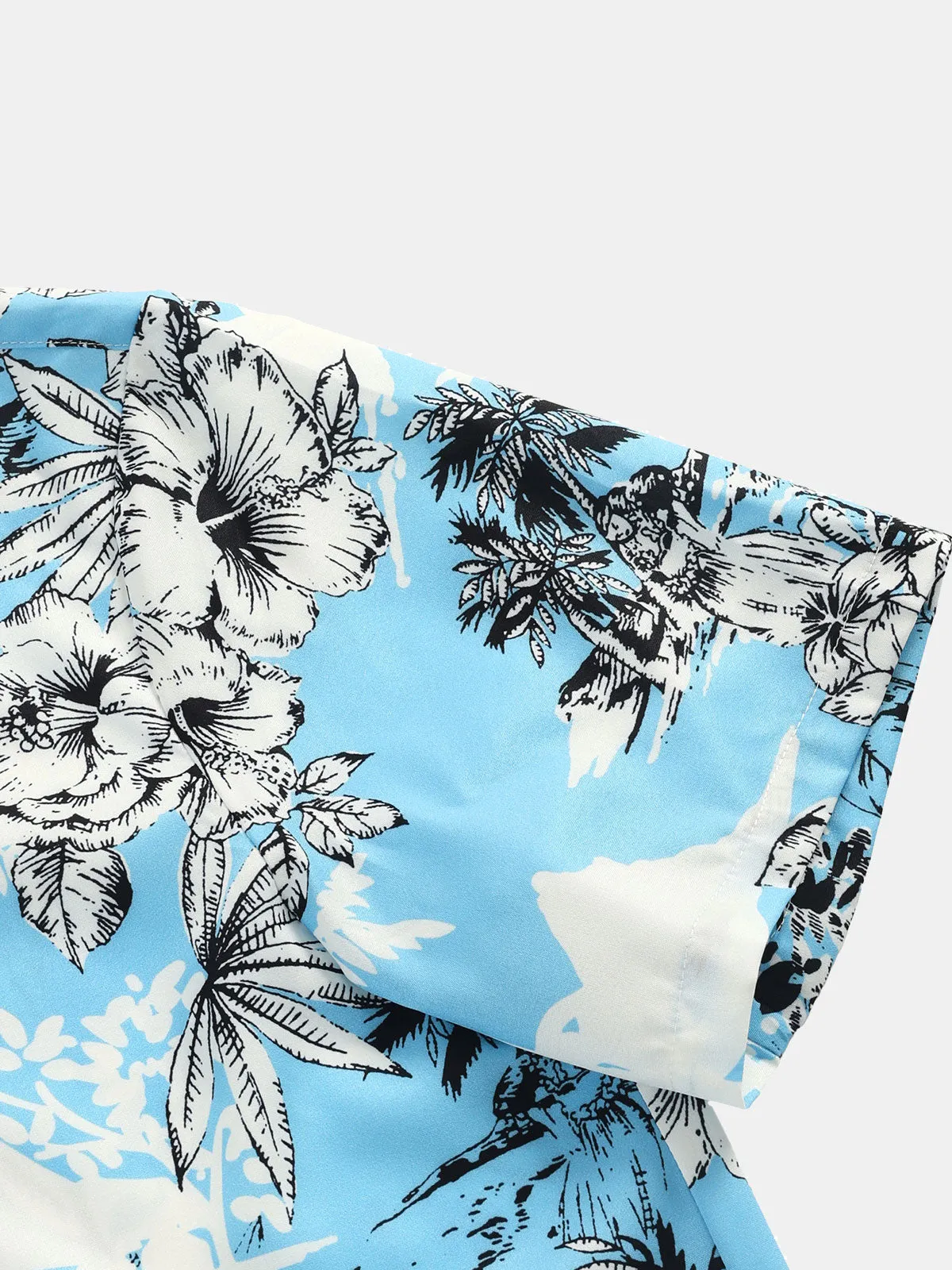Men's Summer Holiday Tropical Print Button Up Hawaiian Short Sleeve Shirt