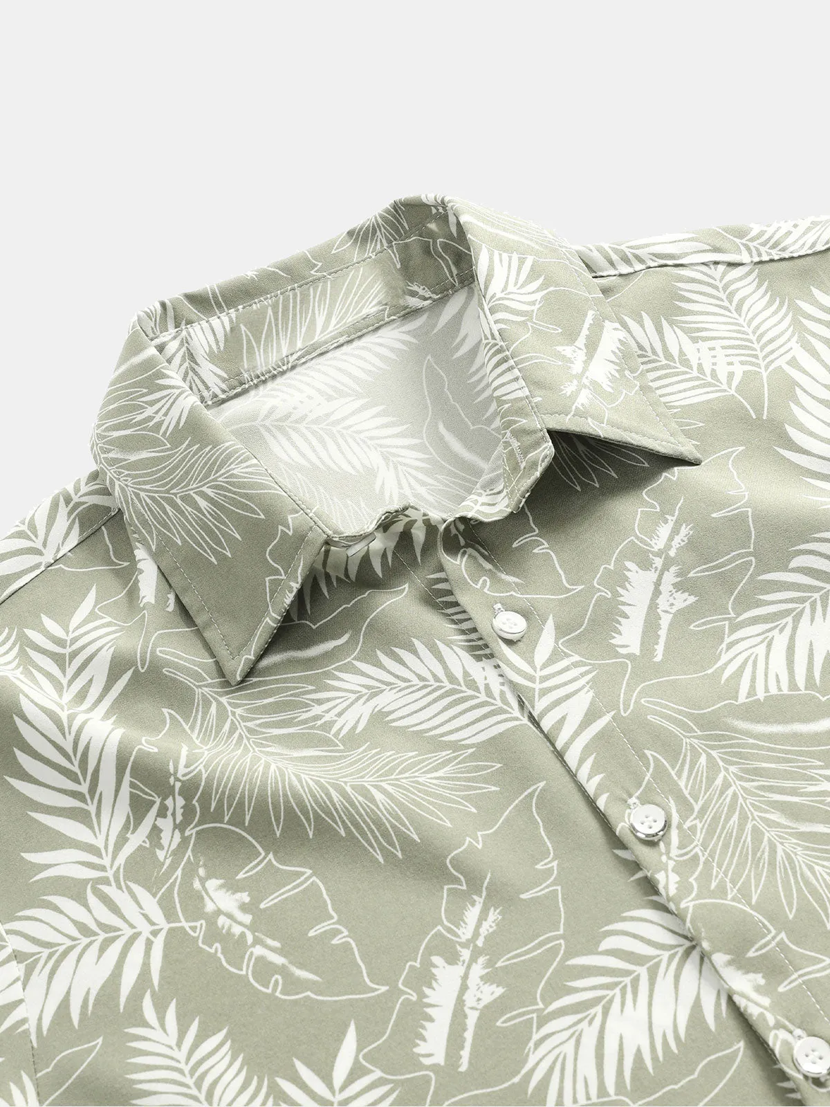 Men's Summer Tropical Print Beach Button Up Short Sleeve Shirt