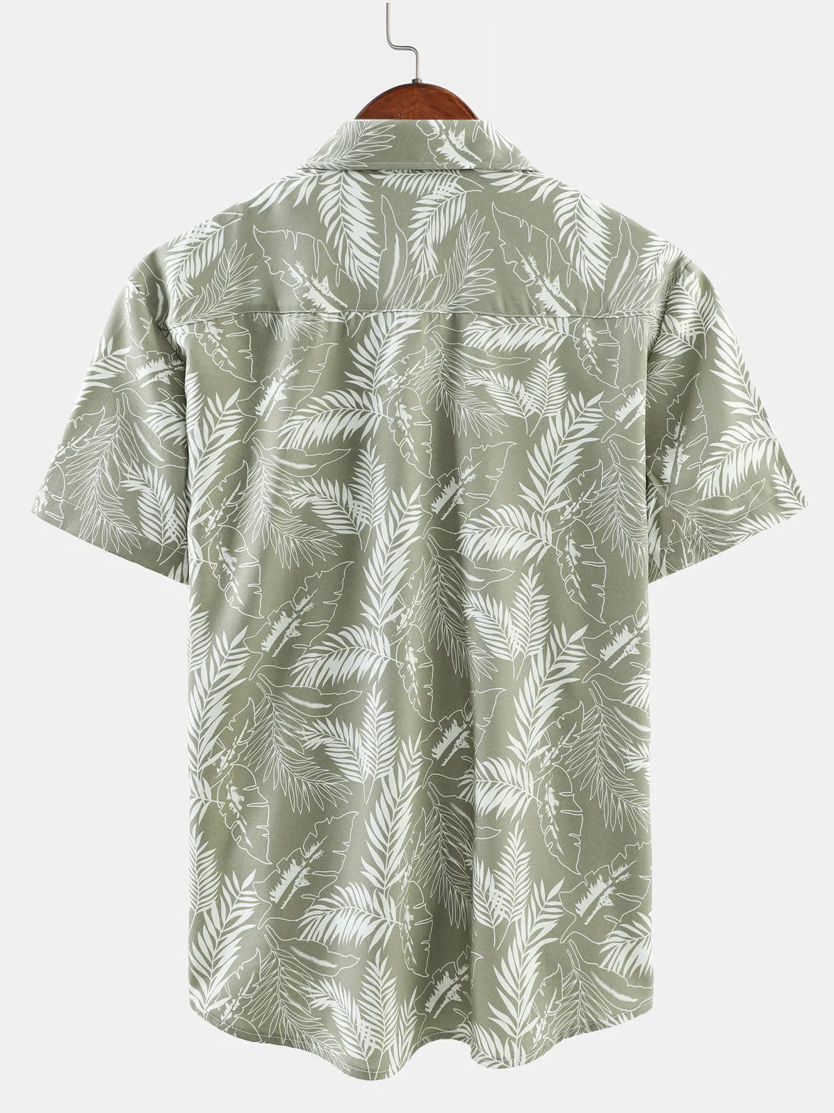 Men's Summer Tropical Print Beach Button Up Short Sleeve Shirt