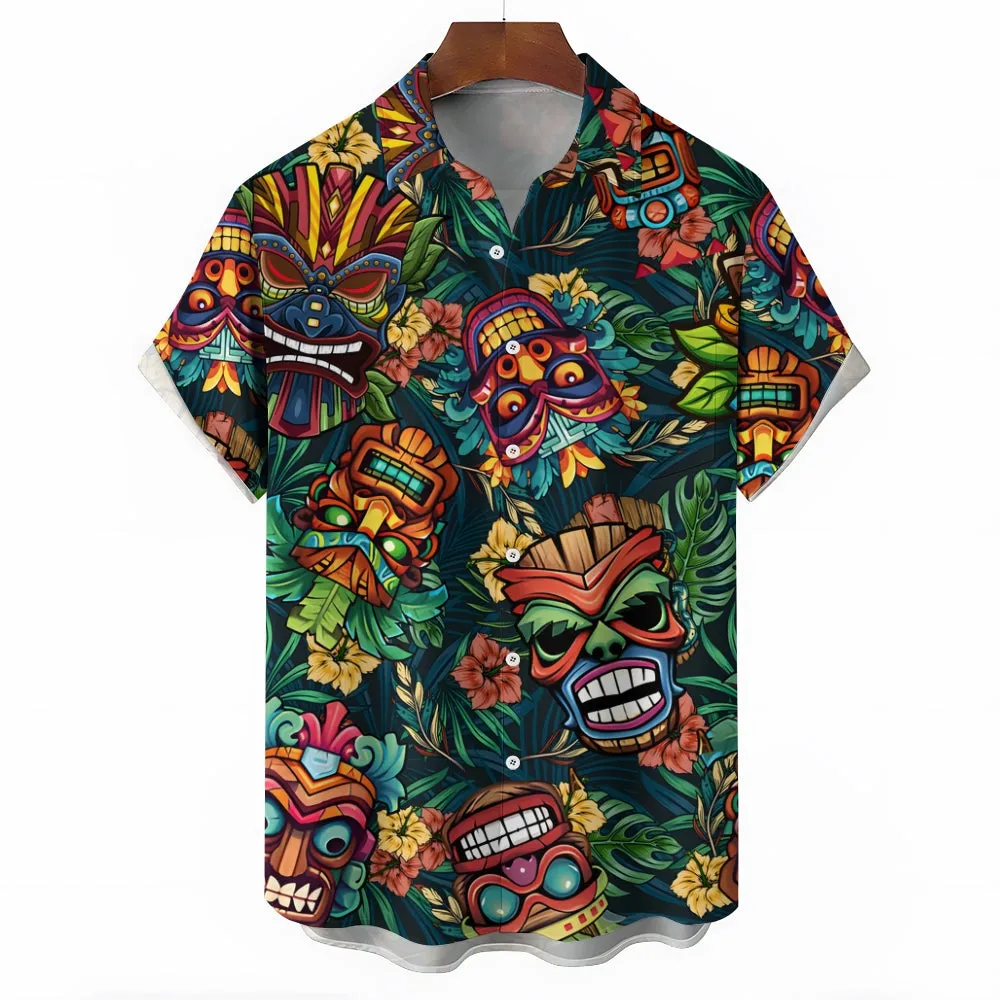 Men's TIKI Art Casual Short Sleeve Shirt 2312000359