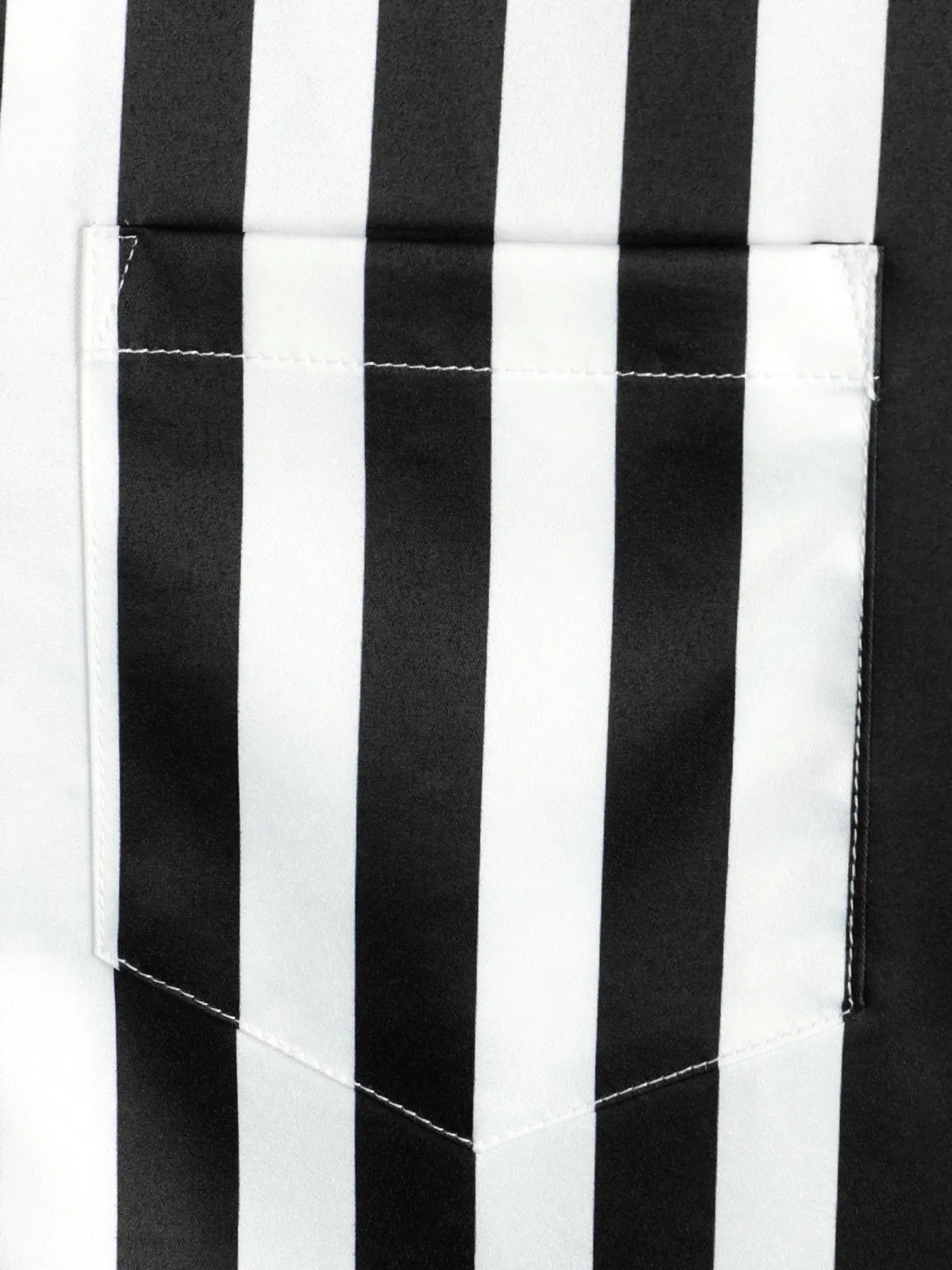 Men's Tropical Flamingo Print Black White Striped Pocket Summer Hawaiian Short Sleeve Shirt