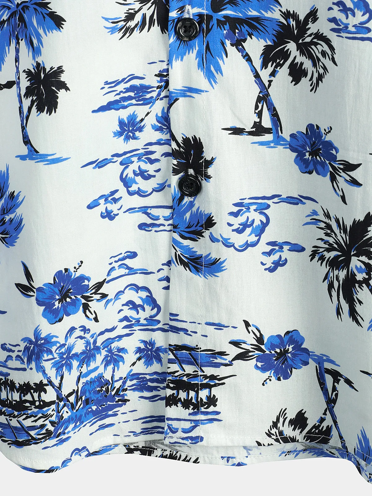 Men's Tropical Palm Tree Print Summer Vacation Cotton Aloha Short Sleeve Hawaiian Shirt