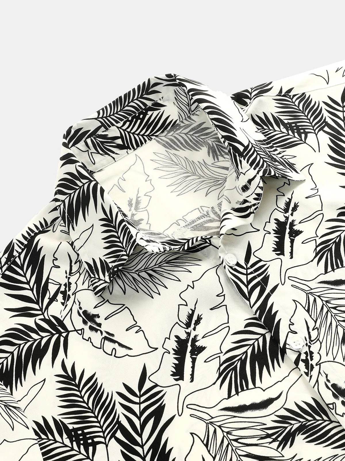 Men's Tropical Print Beach Summer Short Sleeve Shirt