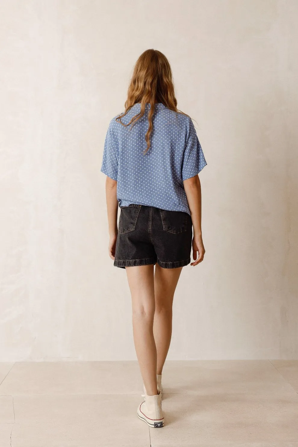 Mia Polka Dot Shirt Ice Blue