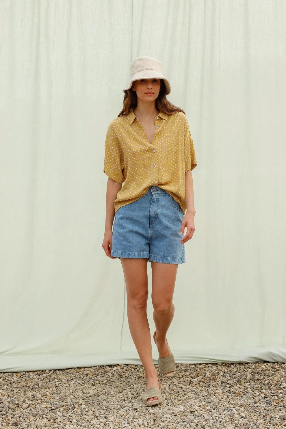 Mia Polka Dot Shirt Mustard