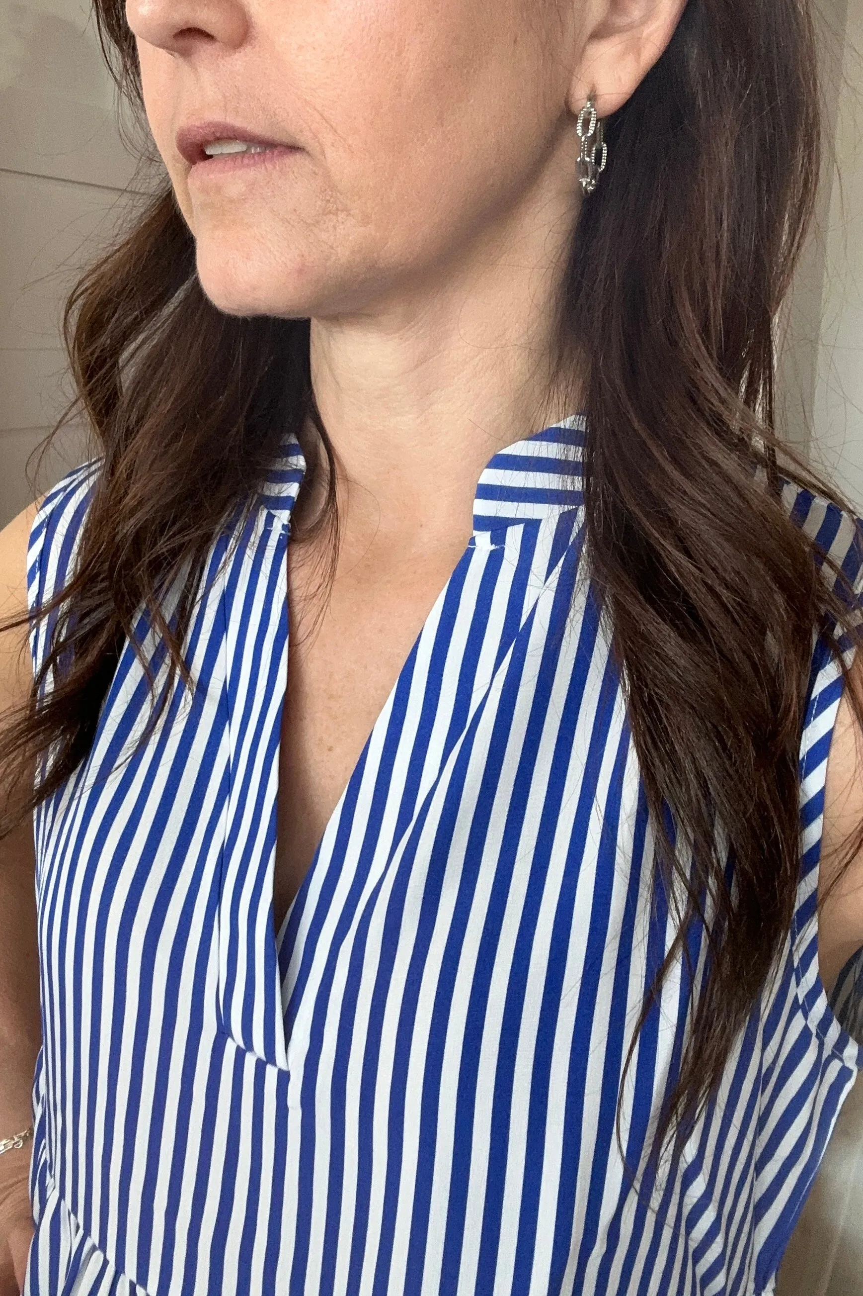 Misha Sleeveless Blue Striped Top