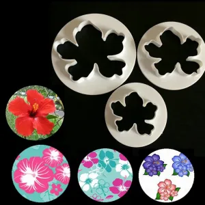 MOANA/HIBISCUS FLOWER CUTTER PLASTIC 3 Pcs