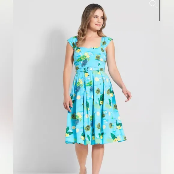 ModCloth x Collectif Turtle Bay Social Swing Dress Size 6UK= 2US NWT