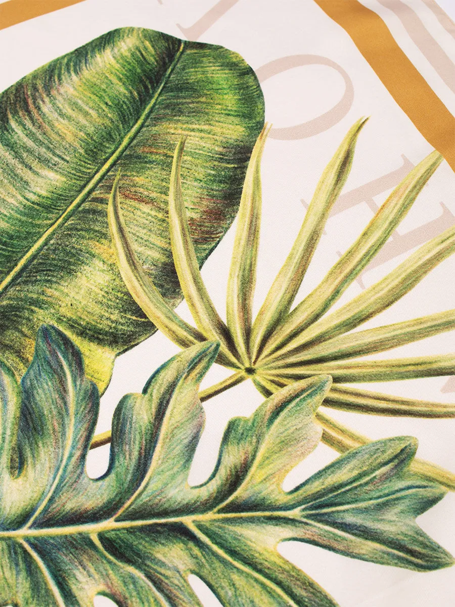 Monstera Print Silk Scarf