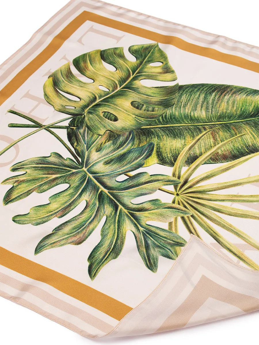 Monstera Print Silk Scarf
