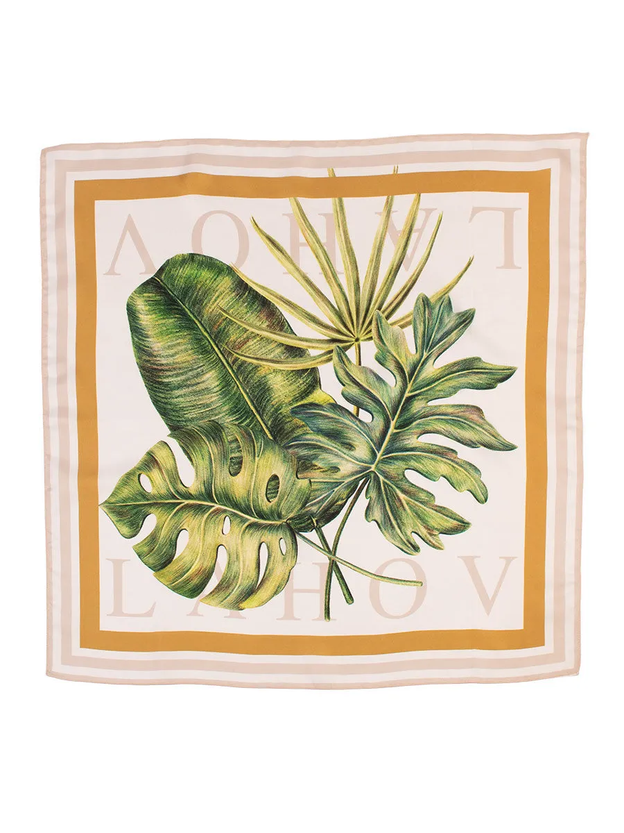 Monstera Print Silk Scarf