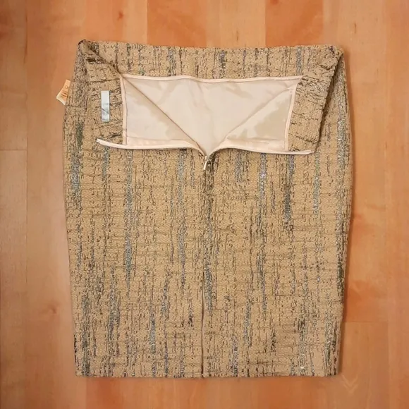 NWT, Badgley Mischka Metallic Tweed Skirt