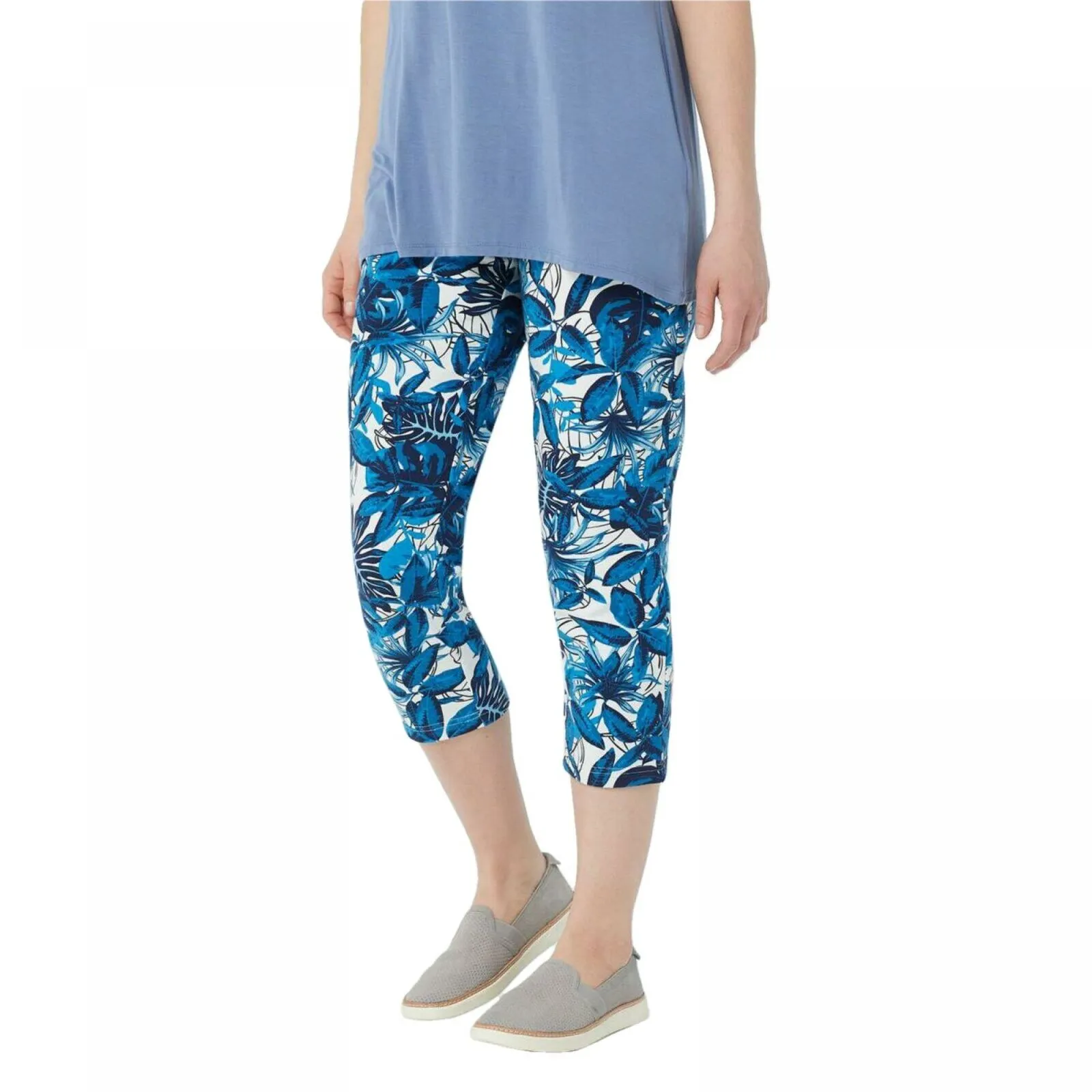 NWT Denim & Co. Womens Printed French Terry Crop Pants. A376874 M