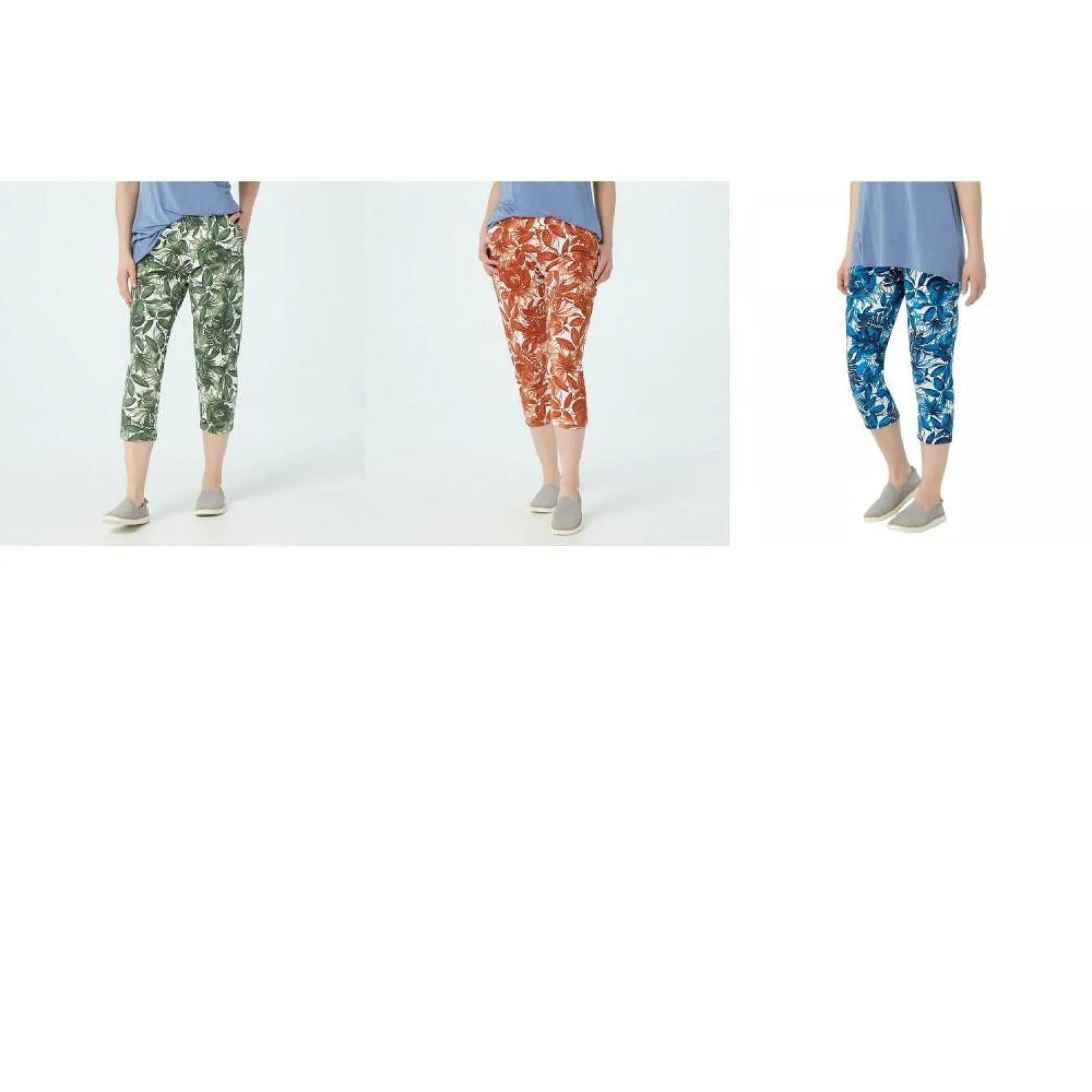NWT Denim & Co. Womens Printed French Terry Crop Pants. A376874 M