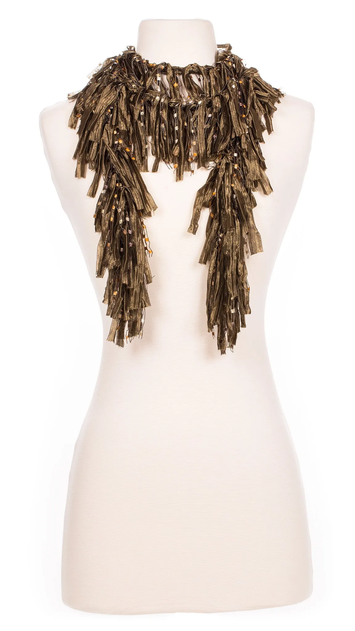 Olive Shimmer Fringe Scarf