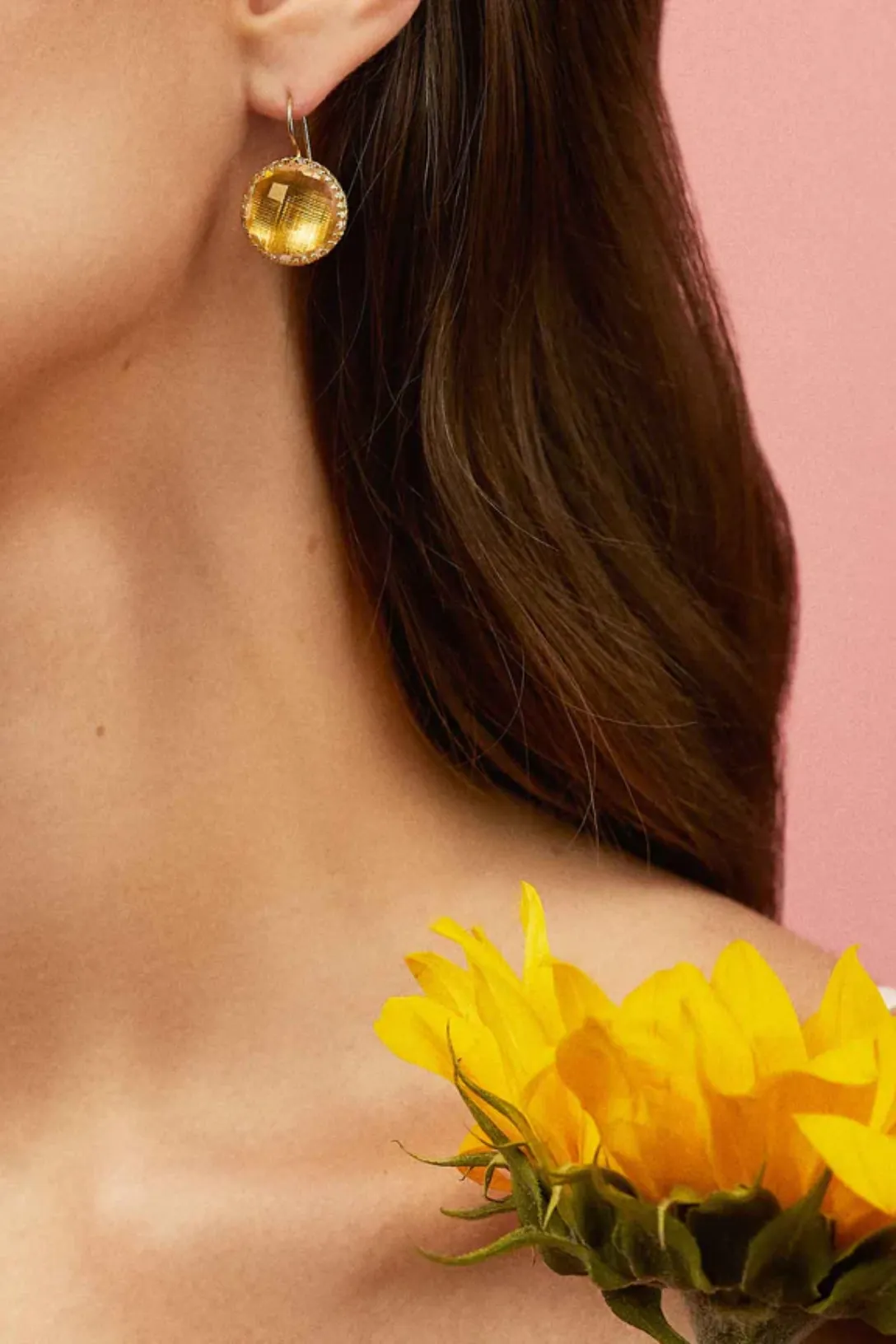 Olivia Button Earrings | Black Rhodium / Sancerre