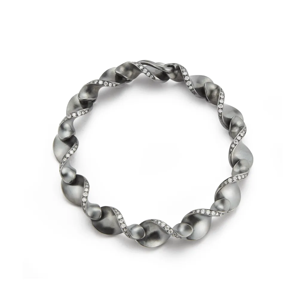 On The Edge Diamond and Oxidized Sterling Silver Bracelet