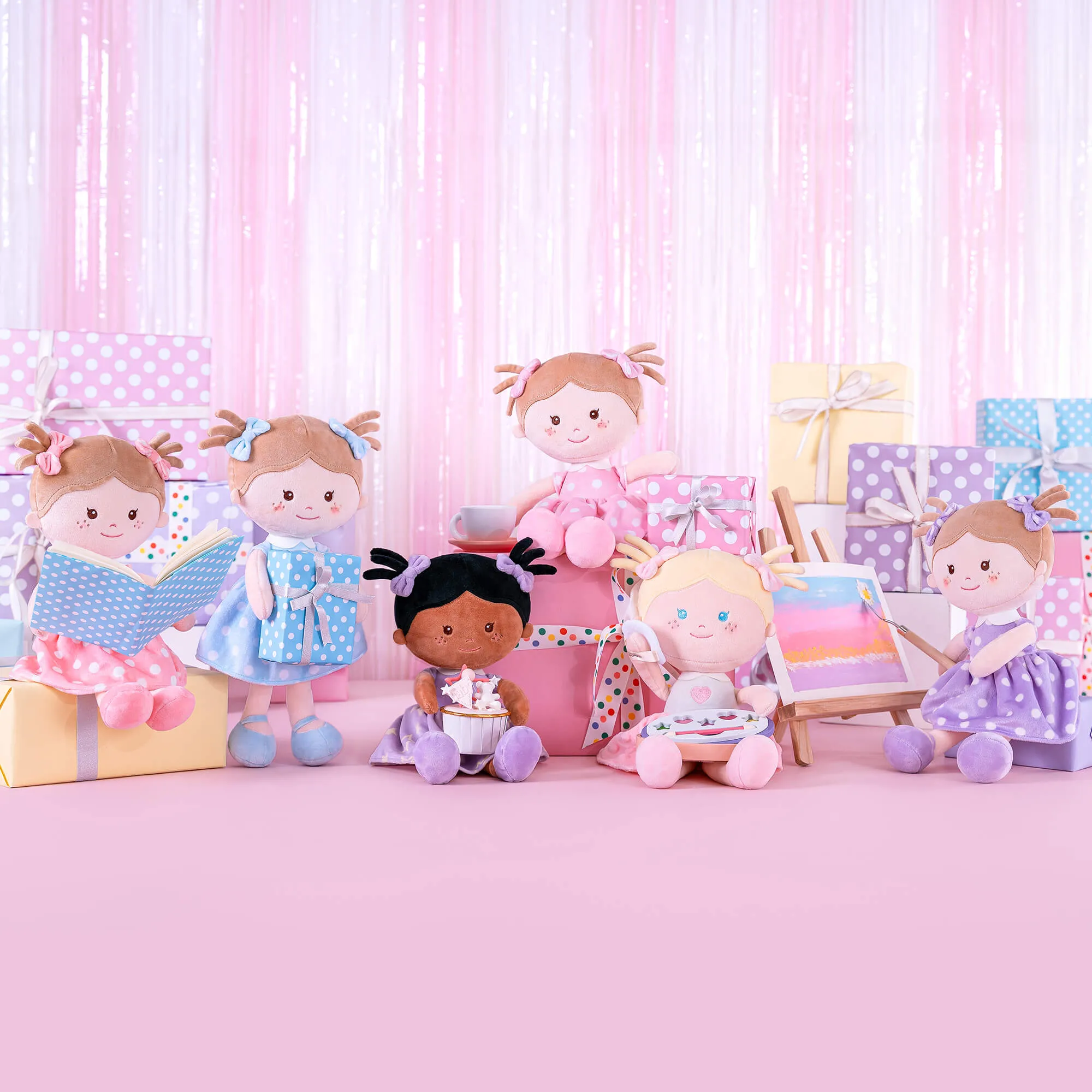 Onetoo 13-inch Baby Doll Girl Gifts Polka Dot Series Dolls Pink