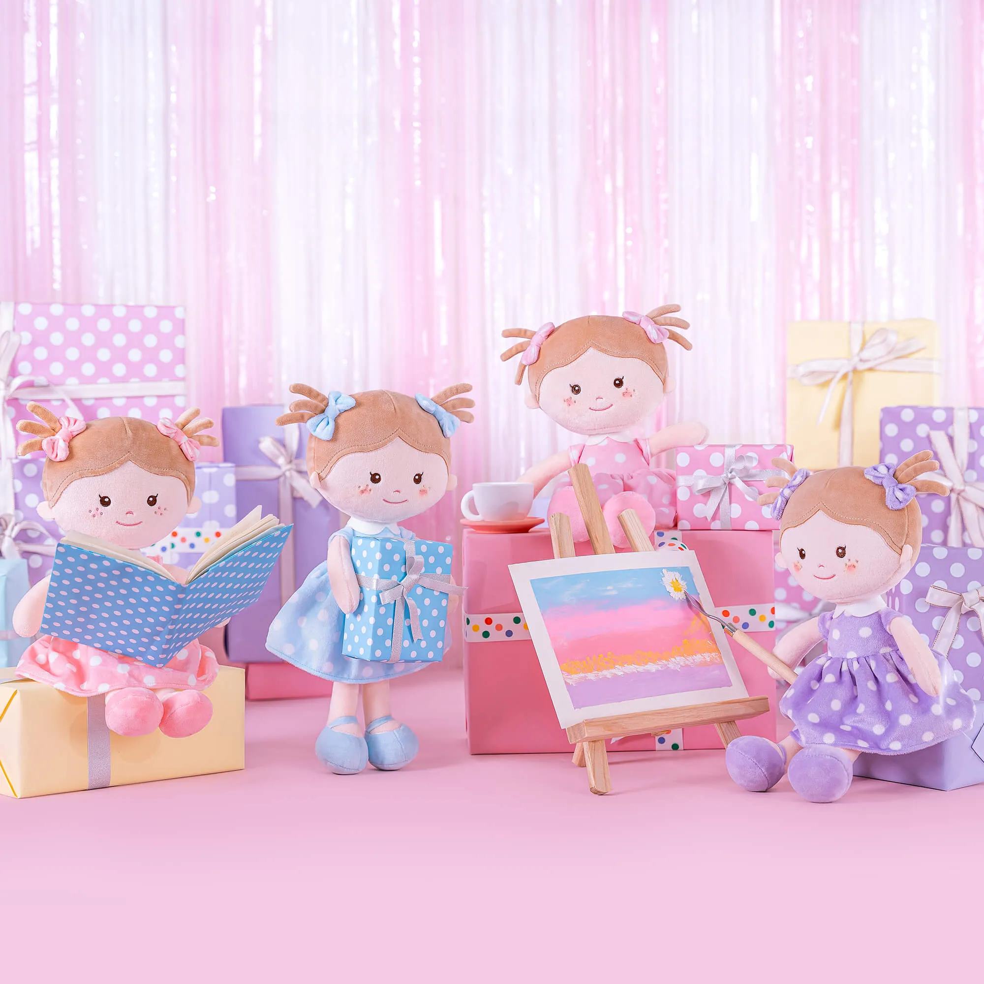 Onetoo 13-inch Baby Doll Girl Gifts Polka Dot Series Dolls Pink