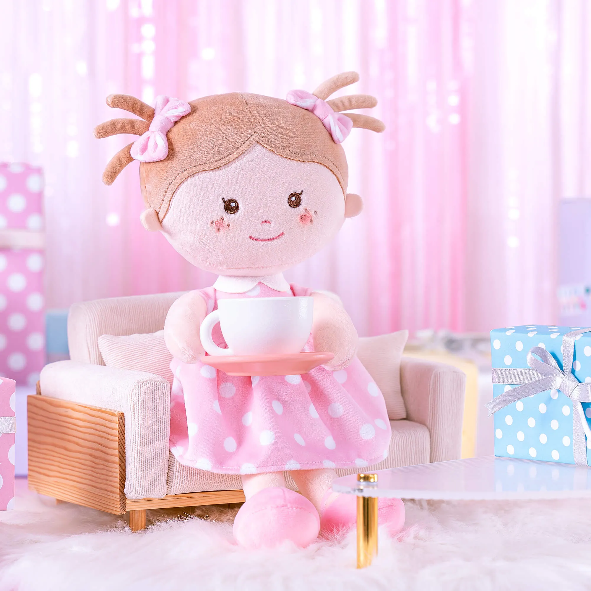 Onetoo 13-inch Baby Doll Girl Gifts Polka Dot Series Dolls Pink