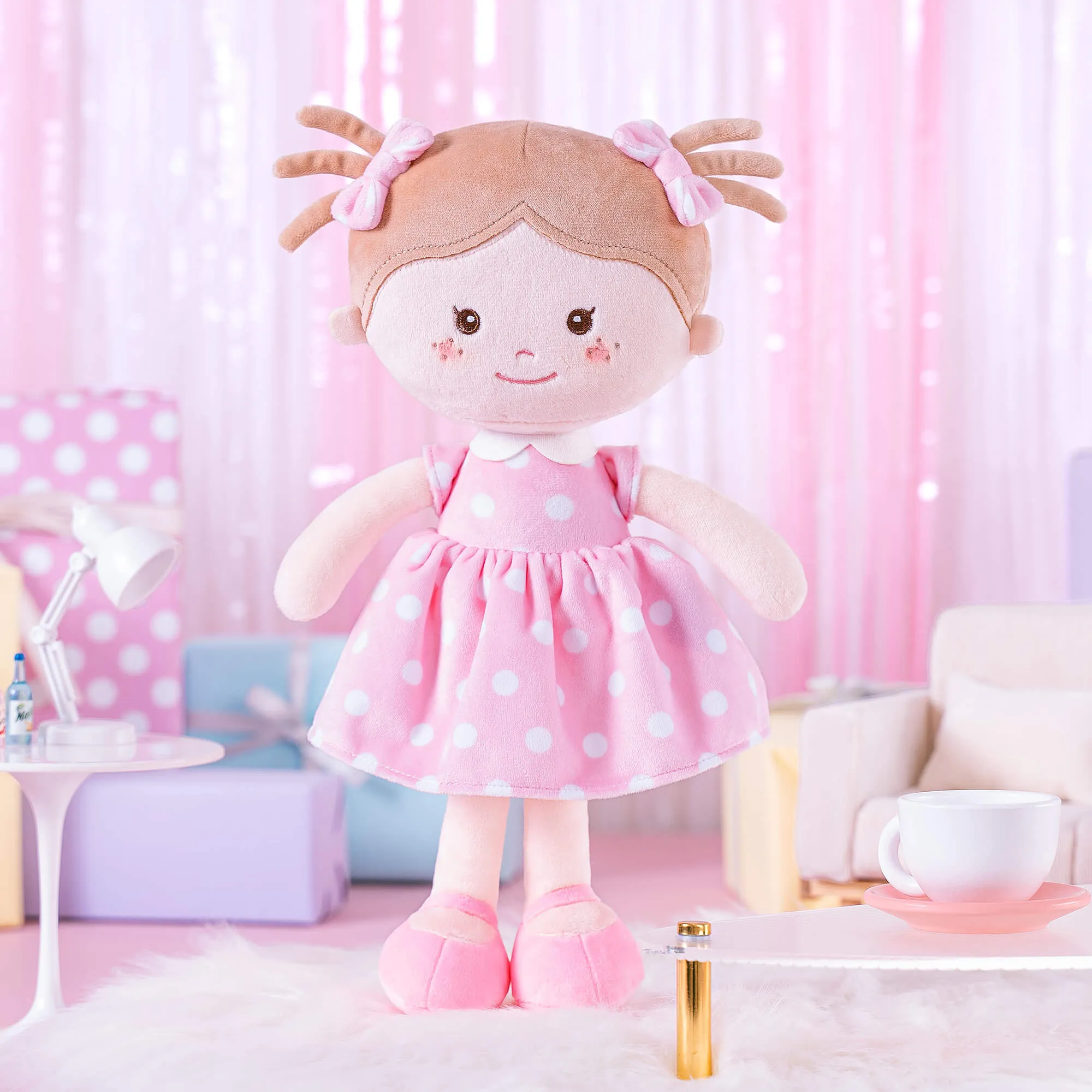 Onetoo 13-inch Baby Doll Girl Gifts Polka Dot Series Dolls Pink