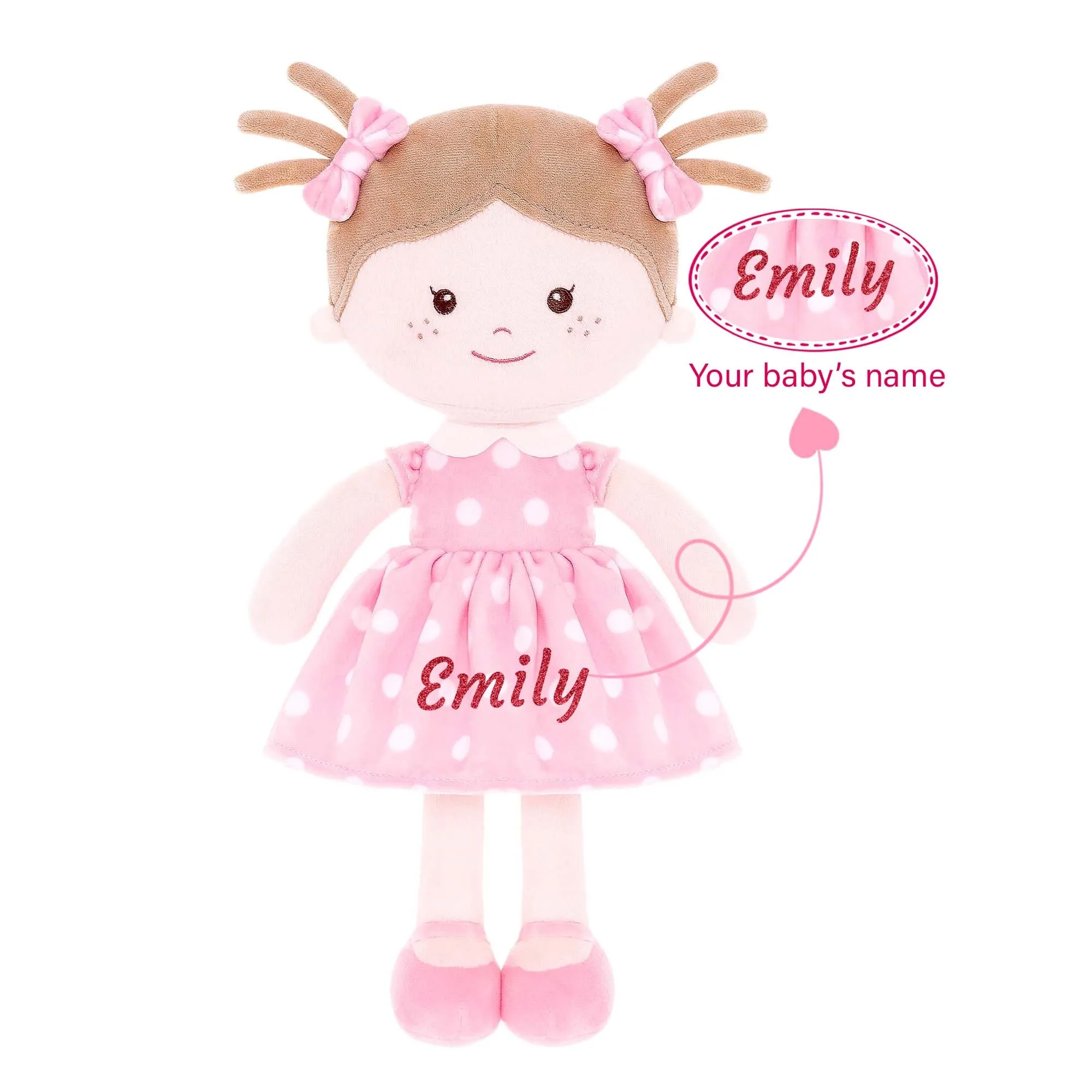 Onetoo 13-inch Baby Doll Girl Gifts Polka Dot Series Dolls Pink