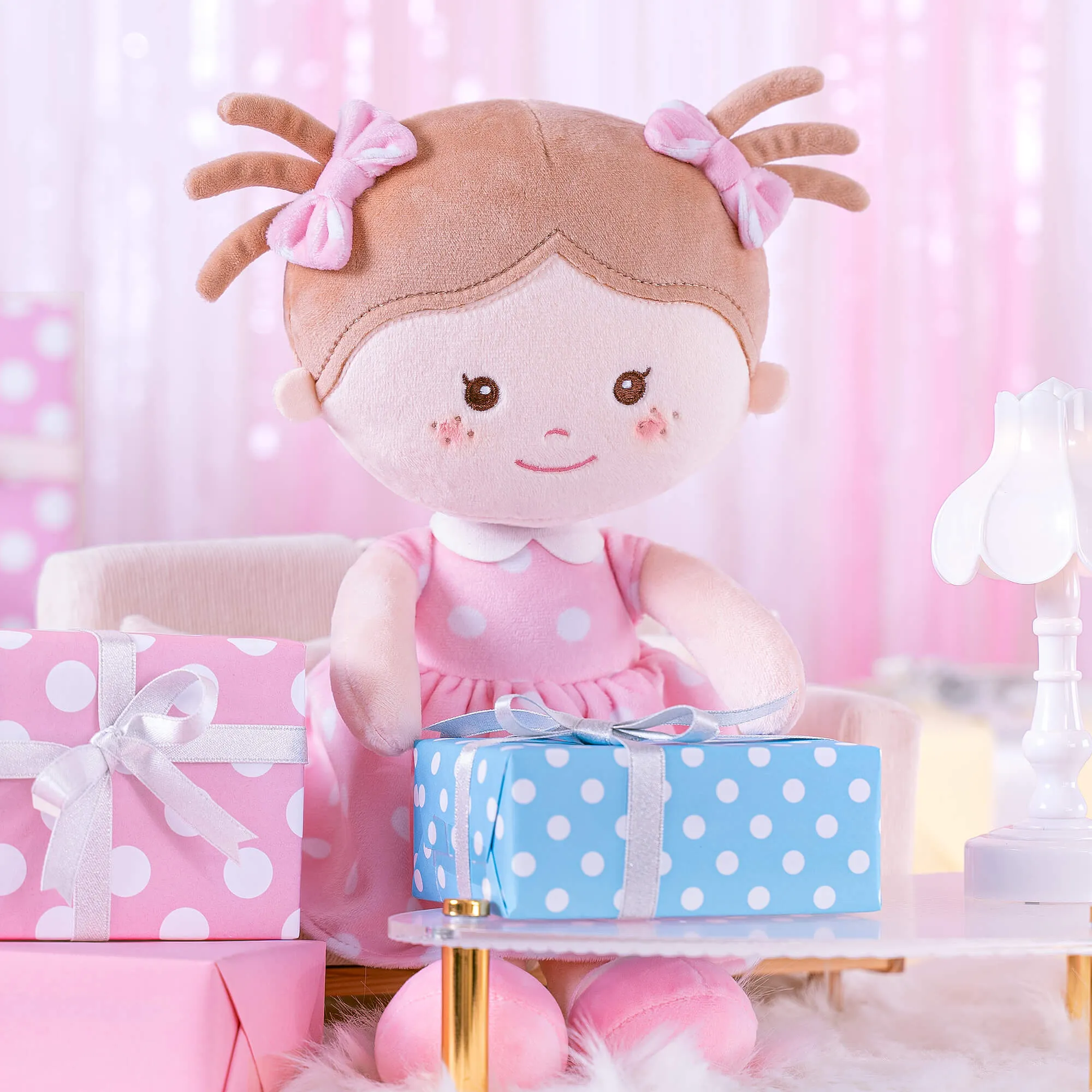 Onetoo 13-inch Baby Doll Girl Gifts Polka Dot Series Dolls Pink
