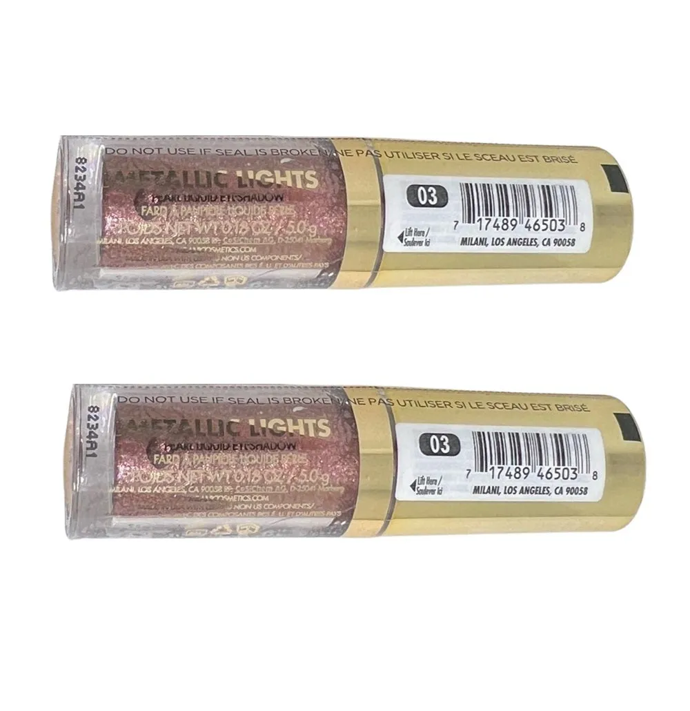 Pack of 2 Milani Metallic Lights Pearl Liquid Eyeshadow, Rose Foil 03