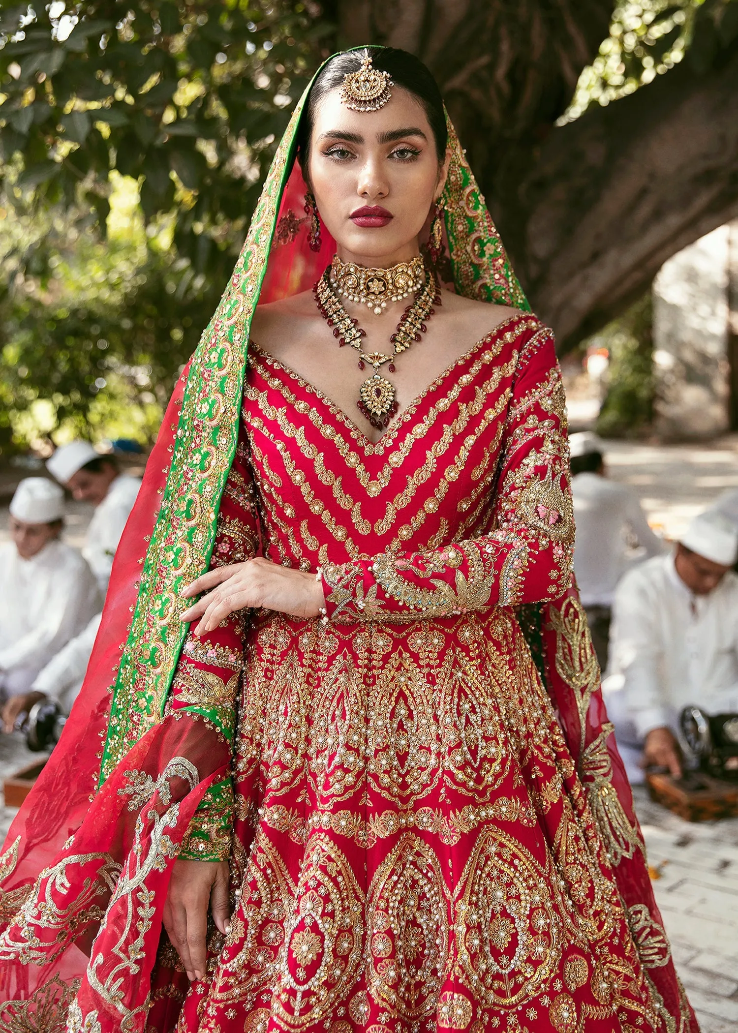 Pakistani Bridal Pishwas with Navy Blue Lehenga #BS788