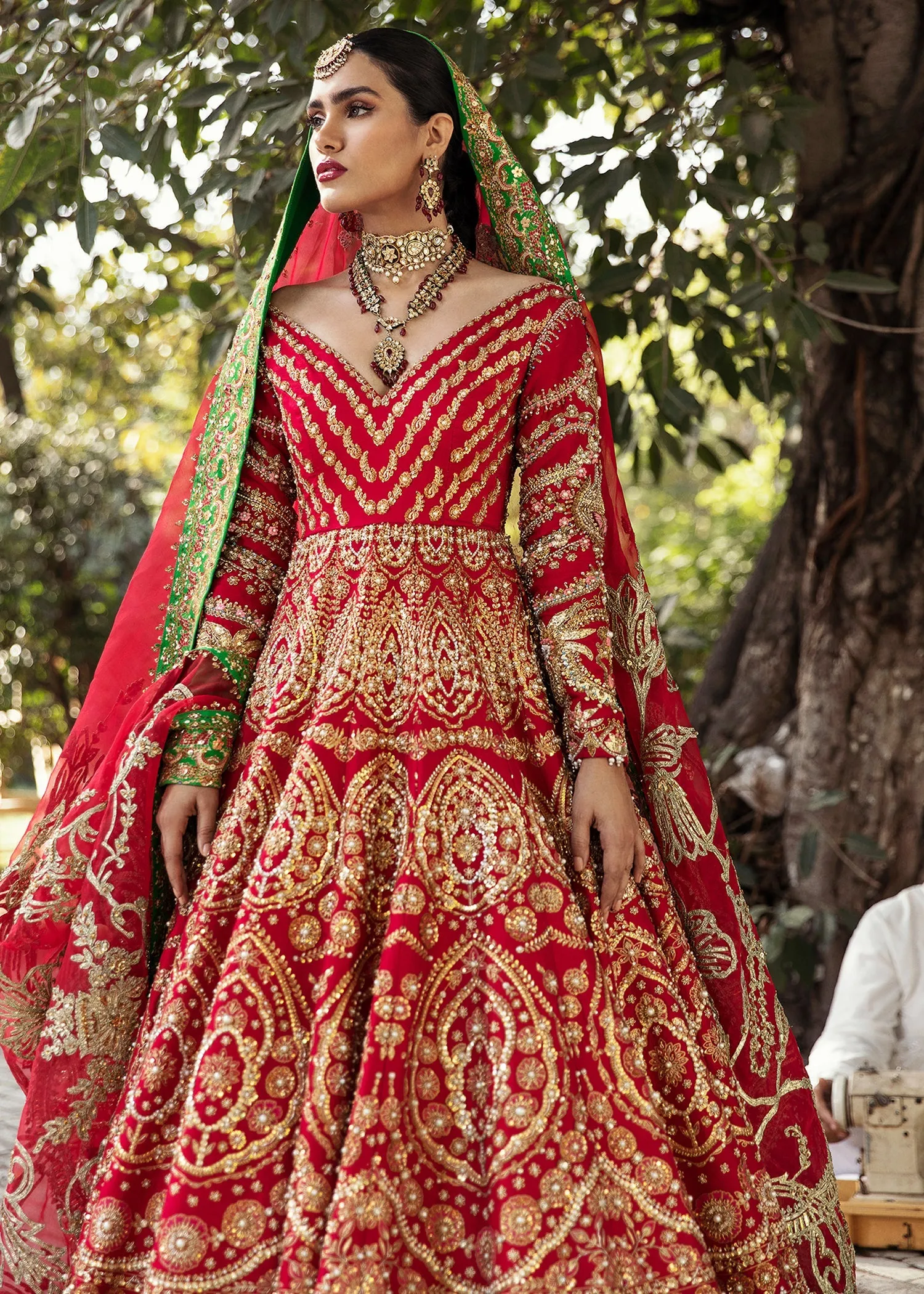 Pakistani Bridal Pishwas with Navy Blue Lehenga #BS788