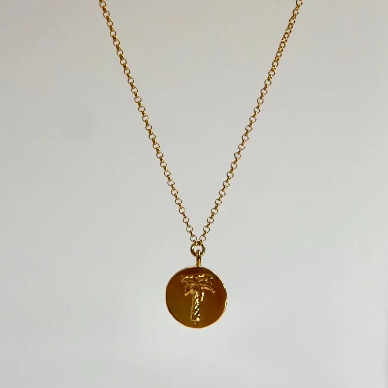 Palm Tree 🌴 Coin Pendant Necklace