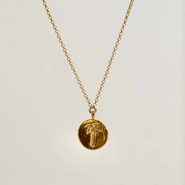 Palm Tree 🌴 Coin Pendant Necklace