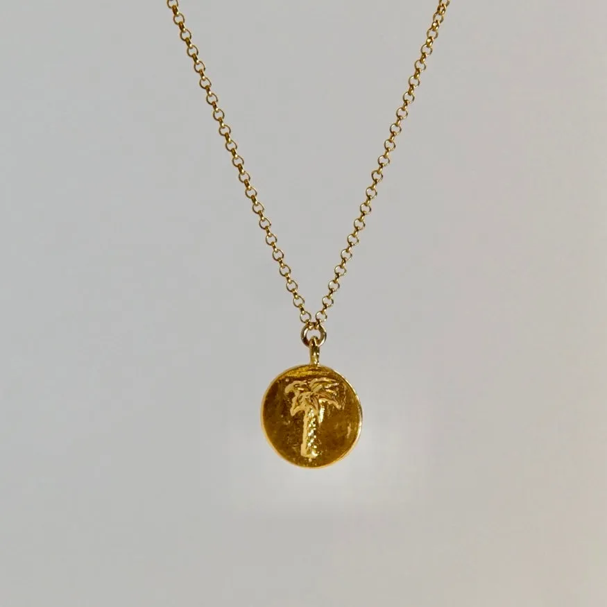 Palm Tree 🌴 Coin Pendant Necklace