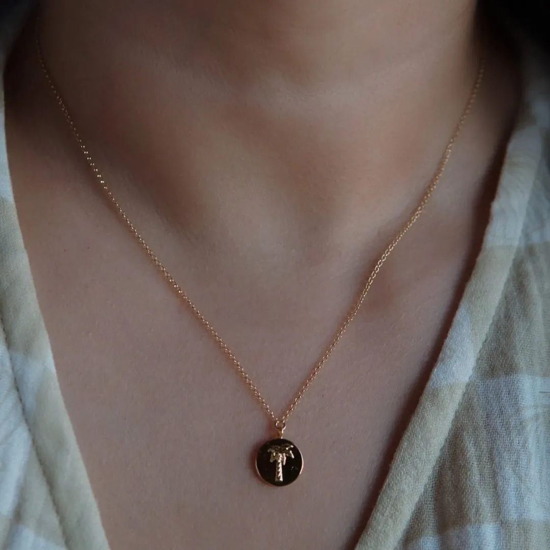 Palm Tree 🌴 Coin Pendant Necklace