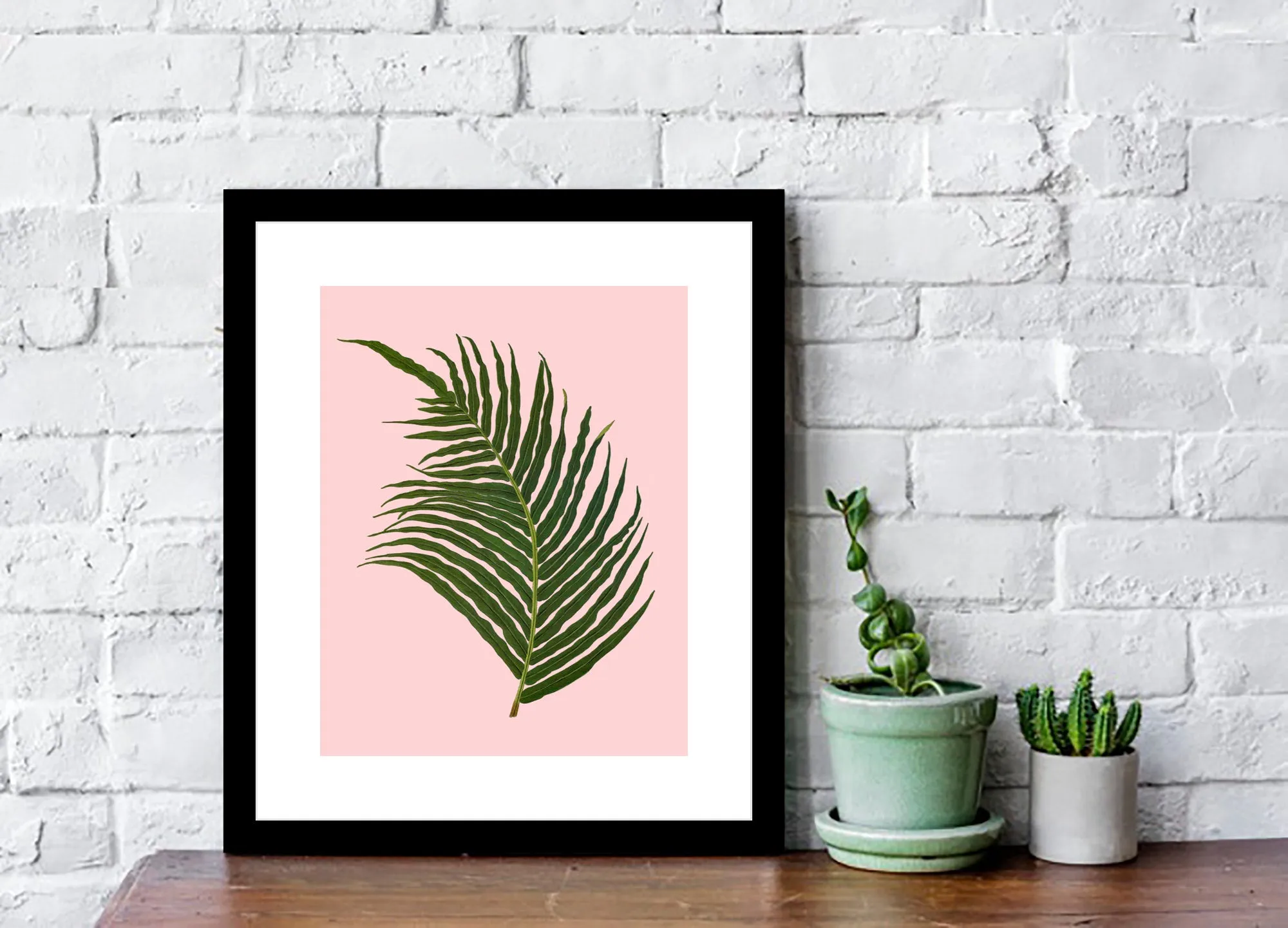 Palm tree leaf framed art, tropical art, wall art, palm tree leaf print, tropical giclee wall decor, wall hanging, Interior design, coastal