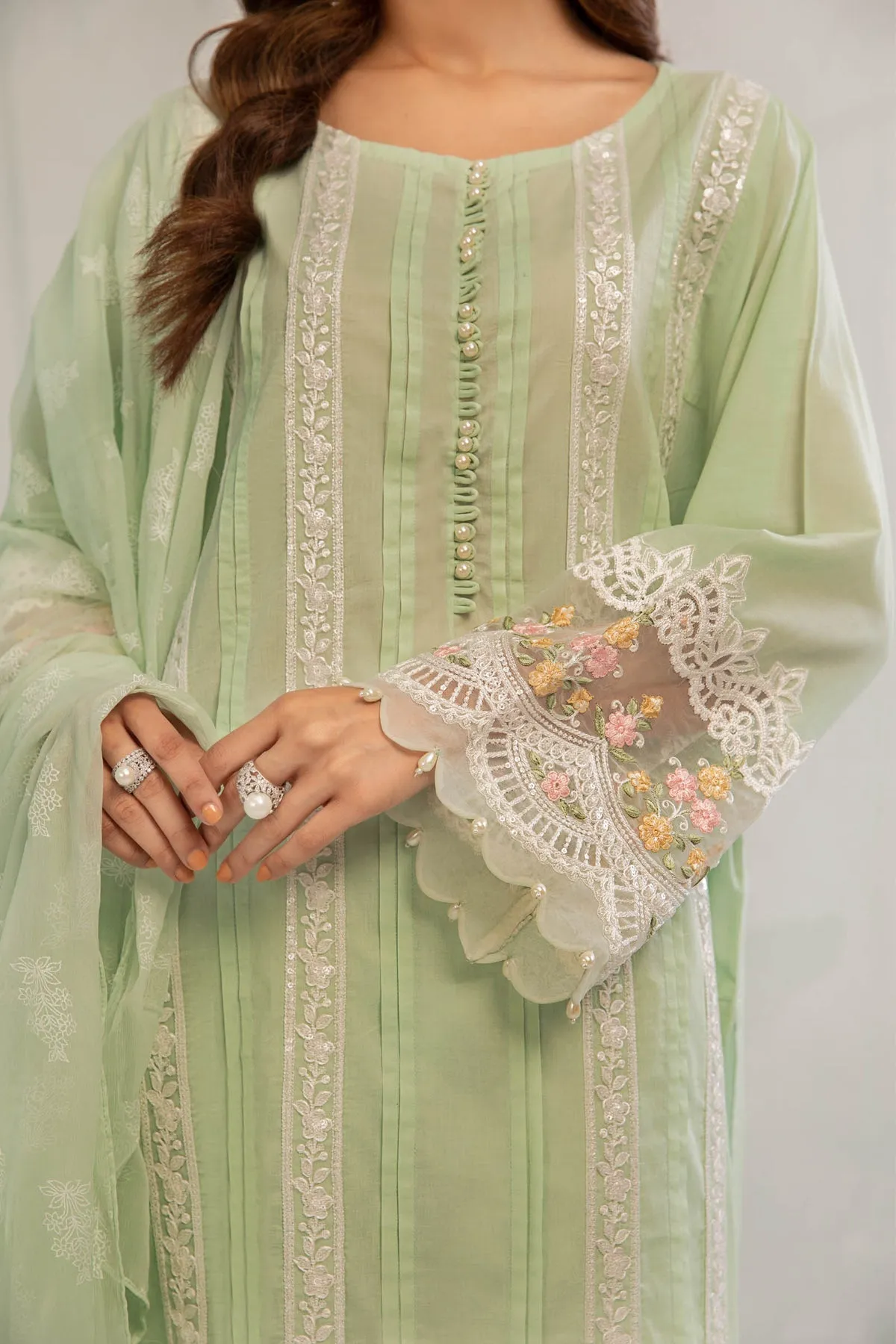Parrot Green Embroidered Pakistani Salwar Kameez Dupatta Salwar Suit