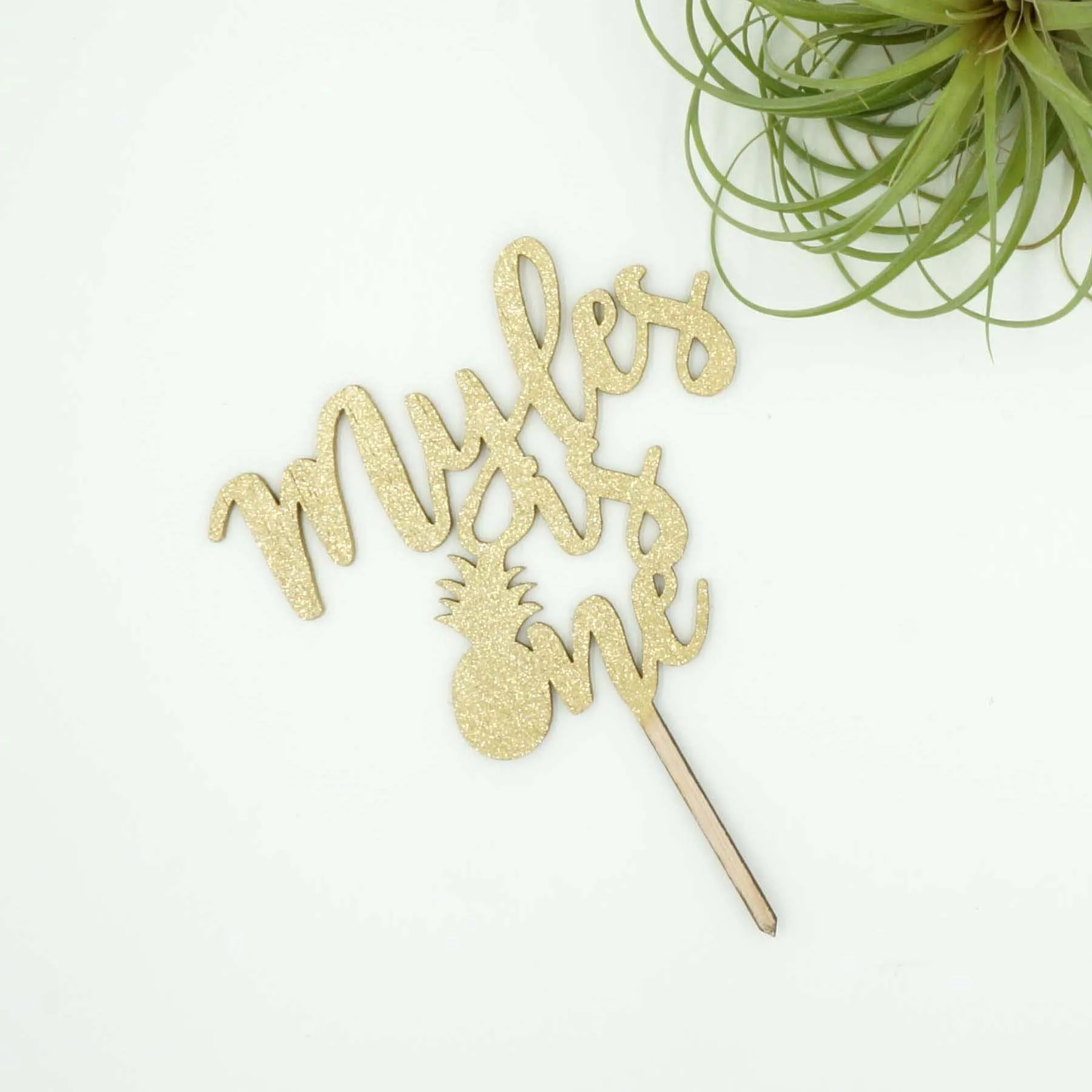Personalized Gold Glitter Baby is One Pineapple Tropical Luau Birthday Cake Topper
