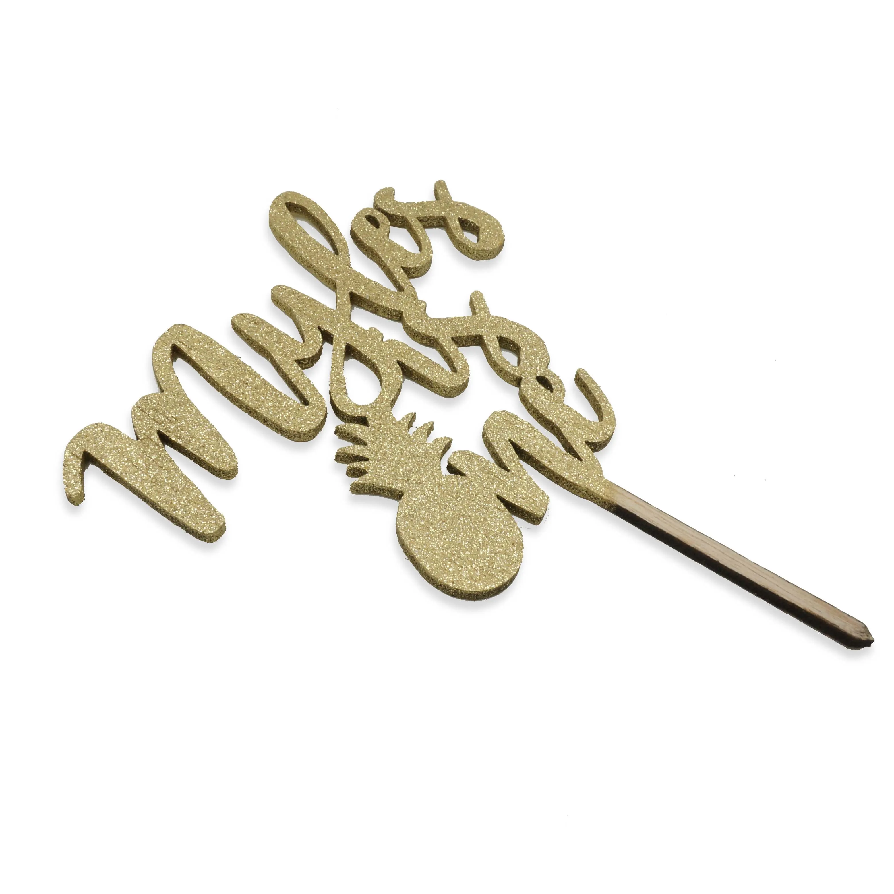 Personalized Gold Glitter Baby is One Pineapple Tropical Luau Birthday Cake Topper