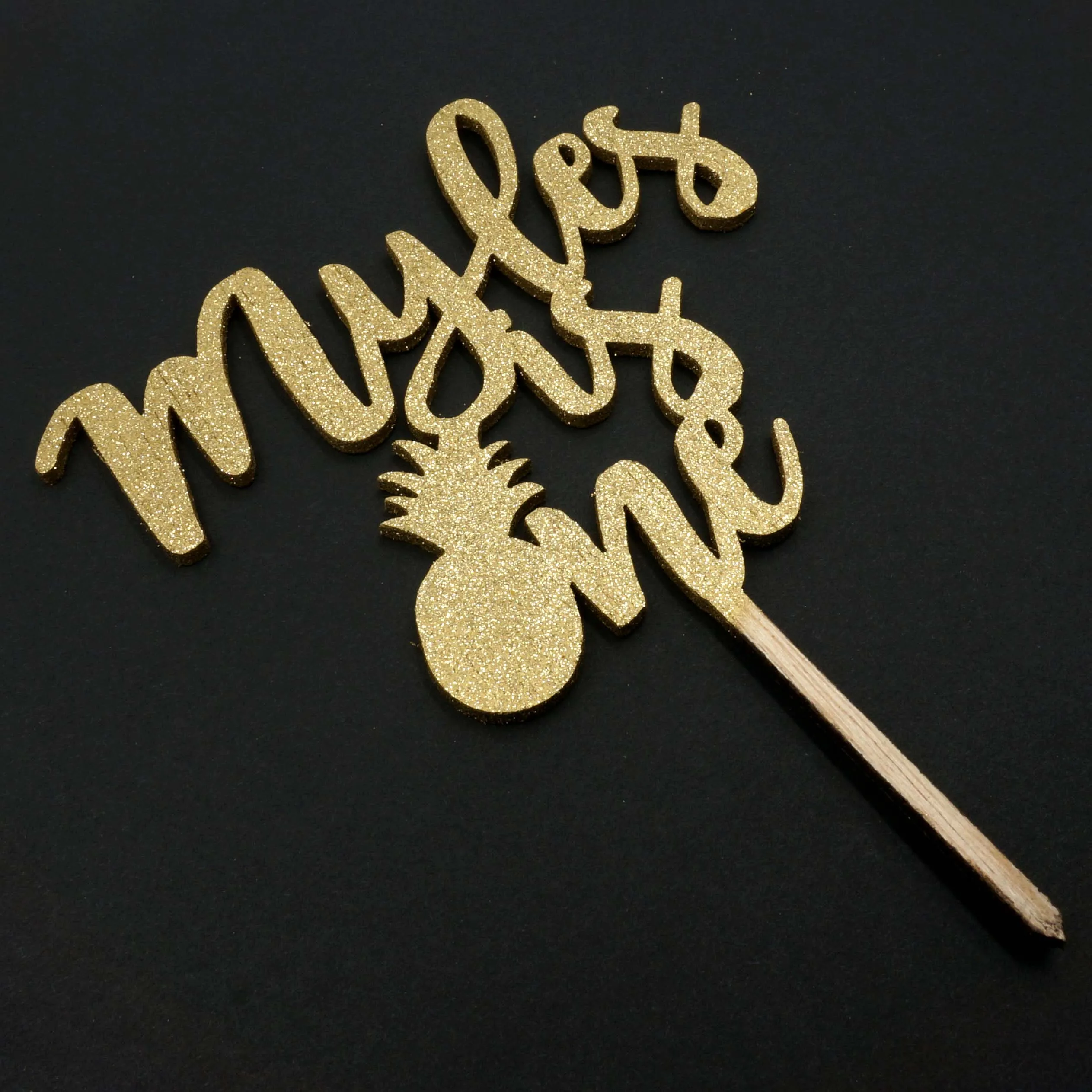 Personalized Gold Glitter Baby is One Pineapple Tropical Luau Birthday Cake Topper