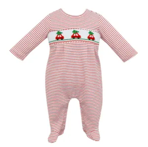 Petit Bebe Smocked Knit Christmas Footie