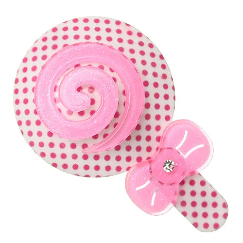 Pink Swirl Polka Dot Comic Hair Clip Bow